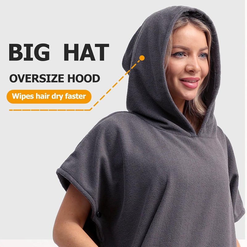 Eunzel Surf Poncho Changing Robe with Hood for Men & Women, Absorbent Quick Dry Microfiber Wetsuit Changing Towel with Pocket for Surfing, Beach, Swim & Outdoor Sports - Image 3